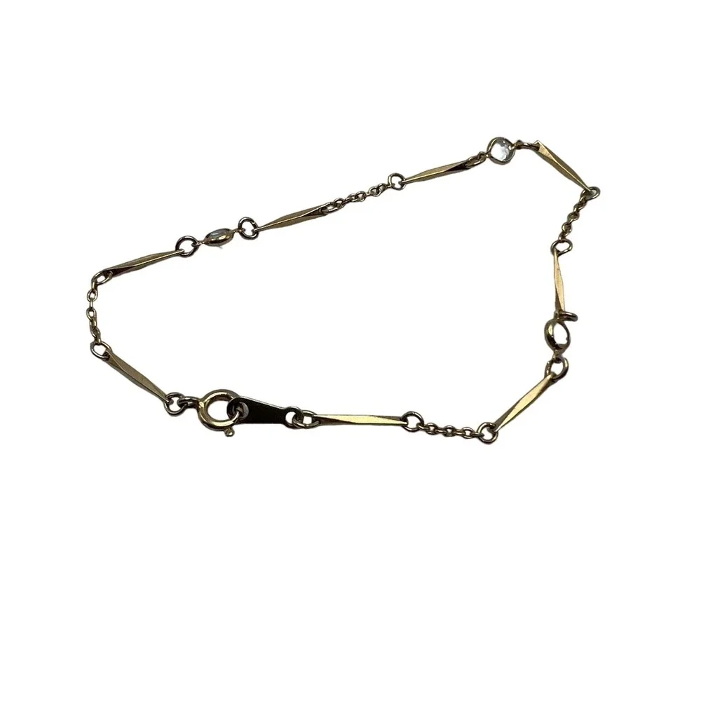 Vintage Avon Bar Chain Bracelet with‎ Crystal Stations